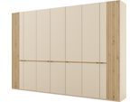 Drehtürenschrank MUSTERRING "Isabelle", beige (champagner, dekor), B:344,2cm H:216cm T:58cm, Holzwerkstoff, Hartfaserplatte, Schränke, Lamellen in Eiche, Griffe in schwarz, verschiedene Größen und Farben