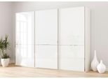 Schwebetürenschrank MUSTERRING "Imola W", weiß, B:295,2cm H:236cm T:67cm, Floatglas, Holzwerkstoff, Schränke, Schwebetürenschrank, inkl. Einlegeböden und Kleiderstangen, mit Glastüren und Aufleistungen