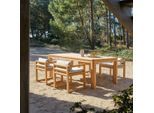 Gartenmöbel-Set Loen aus Teakholz mit Stoffkissen, 4 Stühle