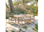 Gartenmöbel-Set Noah aus Teakholz mit Stoffkissen, 6 Stühle