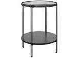 Mid.you Beistelltisch , Schwarz , Metall, Glas, Holzwerkstoff , rund , rund , 55 cm , einfacher Aufbau , Wohnzimmer, Wohnzimmertische, Beistelltische, Beistelltische Metall