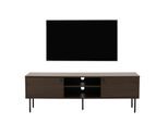 TV-Rack MCW-N78, Lowboard TV-Schrank, skandinavischer Stil Metall Holz Melamin MVG 50x150x40cm ~ dunkelbraun