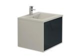 Badset LINZ Waschbecken schwarz Badmoebelset 60 cm Jet-Line Push Open Badmöbel Badausstattung Bad