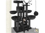 tectake® Kratzbaum, 195 cm, mit Katzenhaus, inklusive Treppe, 4 Spielbällen und Kippschutz