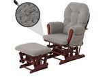 Relaxsessel MCW-C76, Schaukelstuhl Sessel Schwingstuhl + Hocker Stoff Bouclé 480g/m² Öko-Tex ~ grau Gestell dunkel