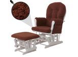 Relaxsessel MCW-C76, Schaukelstuhl Sessel Schwingstuhl + Hocker Stoff Bouclé 480g/m² Öko-Tex ~ rostbraun Gestell weiß