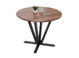 Bistrotisch MCW-M56, Tisch Esstisch, Massiv-Holz HPL Laminat Melamin Ø92cm, Sheesham Holz-Optik, dunkles Gestell