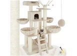 tectake® Kratzbaum, 195 cm, mit Katzenhaus, inklusive Treppe, 4 Spielbällen und Kippschutz
