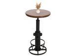 Bartisch MCW-N20, Bistrotisch Thekentisch, höhenverstellbar drehbar Fußablage Industrial Massiv-Holz Ø 61 cm ~ braun