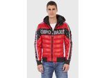 Winterjacke CIPO & BAXX "Jacke", Herren, Gr. S, rot, Stoff, 100% Polyester, gemustert, regular fit normal, Jacken Winterjacke, mit modischer Steppung