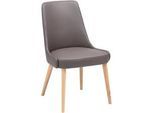 Livetastic Stuhl , Braun , Holz, Leder , Echtleder , Rindleder , Eiche , Hartholz , 56x91x62 cm , Esszimmer, Esszimmerserien