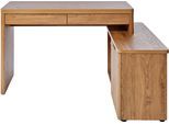 Eckschreibtisch JAHNKE "LIBRE C 155 E", braun (montana eiche, montana eiche, montana eiche), B:140cm H:76cm T:117,7cm, Tische, wechselseitig montierbar, Breite ca. 140 cm