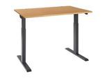 Schäfer Shop Select Schreibtisch ERGO-T 2.0, elektrisch höhenverstellbar, Rechteck, T-Fuss, B 1200 x T 800 x H 715-1205 mm, Buche/anthrazit