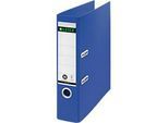 LEITZ® Ordner Recycle, DIN A4, Rückenbreite 80 mm, 180°-Hebelmechanik, Rückenschild & Griffloch, zu 100 % recycelbar, blau