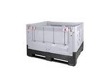 Palettenbox Big Box 670 l, B 1200 x T 1000 x H 800 mm, geschlossen, klappbar, silbergrau, 3 Kufen