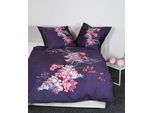 Bettwäsche JANINE "Mako-Satin42136 05", lila (beere rosa lilasalbei), B/L: 155cm x 200cm, Mako-Satin, B/L: 80cm x 80cm, Mako-Satin, Obermaterial: 100% Baumwolle, Bettwäsche, mit Reissverschluss