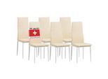 Albatros Esszimmerstühle MILANO 6er Set, Beige - Polsterstuhl mit Kunstleder-Bezug, Modernes Stilvolles Design am Esstisch - Küchenstuhl oder Stuhl Esszimmer mit hoher Belastbarkeit 110kg