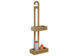 Duschablage MCW-M23, Duschregal Duschkorb Badezimmer Organizer, 2 Körbe Bambus 69x22x13cm