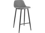 Barhocker, 2er-Set, B 500 x T 450 x H 950 mm, Fussstütze, gepolstert, schwarz, Stoffbezug grau