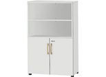 Schäfer Shop Select Kombischrank Start Off Wood, 4 OH, abschliessbar, B 800 x T 420 x H 1514 mm, Holz, lichtgrau