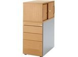 Schäfer Shop Genius Standcontainer mit Aufsatzschrank inkl. Schiebetür, komplett abschliessbar, seitliche Griffnut, buche