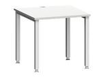 Schreibtisch MODENA FLEX, Quadrat, 4-Fuss Quadratrohr, B 800 x T 800 x H 720-820 mm, lichtgrau/weissaluminium