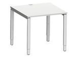 Schäfer Shop Genius Schreibtisch Modena Flex, Quadrat, 4-Fuss Rechteckrohr, B 800 x T 800 x H 650-850 mm, lichtgrau/weissaluminium