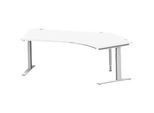 Schäfer Shop Genius Winkelschreibtisch MODENA FLEX 135°, Ansatz rechts, C-Fuss-Rechteckrohr, B 2165 mm, weiss/weiss