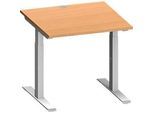 Schäfer Shop Genius Schreibtisch MODENA FLEX, Quadrat, T-Fuss Rechteckrohr, B 800 x T 800 x H 650-850 mm, Buche/weissalu