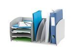 Paperflow Schreibtisch-Organizer, 4 Fächer, Trennelemente verstellbar, grau