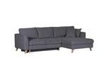 Mid.you Ecksofa , Dunkelgrau , Textil , Buche , massiv , seitenverkehrt montierbar, L-Form , 271x165 cm , Stoffauswahl, Schlafen auf Sitzhöhe , Wohnzimmer, Sofas & Couches, Wohnlandschaften, Ecksofas mit Schlaffunktion