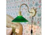 PR Home Wandleuchte Axel, messingfarben, Glasschirm grün