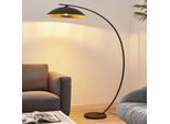 Lindby Bogenstehlampe Emilienne, schwarz, goldfarben, 180 cm
