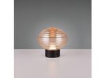 LED-Akku-Tischlampe Earl, schwarz/amber, Höhe 14,5 cm, Glas