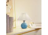 Lindby Tischleuchte Kerimi, Keramik, blau, 29 cm