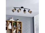 Lindby Spot Yaelle, 76 cm, 4-flg., Rattan, schwarz, E27