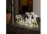 LED-Leuchtfigur Schlitten mit 2 Rentieren, IP44