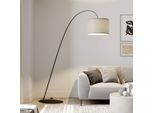 Bogenlampe Alice mit Textilschirm grau