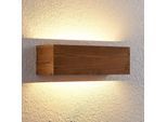 Lindby LED-Wandleuchte Benicio, 37 cm, eckig, Holz