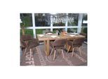 6er-Set Esszimmerstuhl MCW-A50 II, Stuhl Küchenstuhl, Retro 50er Jahre Design ~ Textil, vintage braun, helle Beine