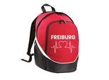 multifanshop Rucksack - Freiburg - Herzschlag - Druck weiß - Tasche
