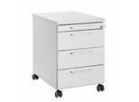 Rollcontainer 1333, 3 Schübe & 1 Utensilienauszug, abschliessbar, eckige Griffe, Holz/Stahl/Kunststoff, B 434 x T 600 x H 613 mm, lichtgrau