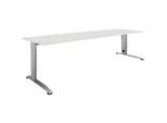Schäfer Shop Select Schreibtisch LOGIN, manuell höheneinstellbar, C-Fuss, B 1800 x T 800 x H 660-820 mm, lichtgrau/weissalu