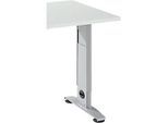 Schäfer Shop Select Ansatztisch LOGIN, C-Fuss, B 1000 x T 600 x H 660-820 mm, lichtgrau/weissalu