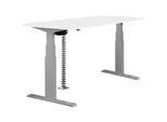 Schäfer Shop Select Schreibtisch NEVADA, elektrisch höhenverstellbar, Rechteck, T-Fuss, B 1600 x T 800 x H 640-1300 mm, weiss/weissaluminium RAL 9006