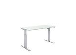 Schäfer Shop Select Schreibtisch, elektrisch höhenverstellbar, Rechteck, T-Fuss, B 1600 x T 800 x H 725-1195 mm, lichtgrau/alusilber