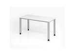 Schreibtisch, rechteckig, 4 Füsse, Quadratrohr, B 1400 x T 672 x H 685-810 mm, weiss/silber