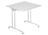 Schreibtisch TARA, C-Fuss, Rechteck, B 800 x T 800 x H 720 mm, lichtgrau
