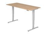 Schreibtisch ULM, elektrisch, höhenverstellbar, B 1800 mm, Nussbaum-Dekor