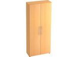 Schrank TARA, 5 Ordnerhöhen, Flügeltüren, 1 fester Zwischenboden, 3 Fachböden, B 800 x T 330 x H 1880 mm, Buche-Dekor